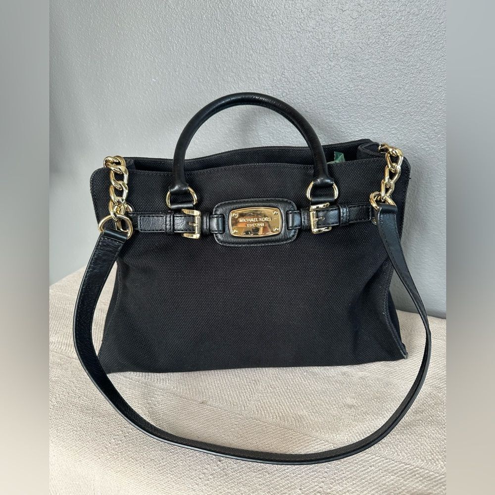 Michael Kors Hamilton Satchel Canvas Black